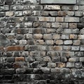 Time worn beauty Old brick wall constructed with weathered stone material