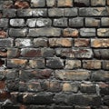 Time worn beauty Old brick wall constructed with weathered stone material