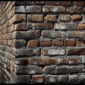 Time worn beauty Old brick wall constructed with weathered stone material
