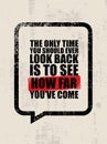 The Only Time You Should Ever Look Back Is To See How Far You Have Come. Inspiring Motivation Quote