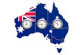 Time Zones in Australia concept. 3D rendering Royalty Free Stock Photo