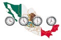 Time Zones in Mexico concept. 3D rendering Royalty Free Stock Photo
