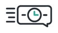 Timed message bubble in black outline, vector design Generative AI Royalty Free Stock Photo