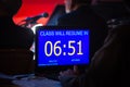 Timekeeper in dark seminar room Royalty Free Stock Photo