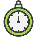 Timekeeper or stopwatch flat outline vector icon