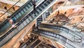 Timelapse of Asian people customer transport on escalator at urban shopping mall in Hong Kong. Asia city life