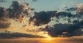 Timelapse of a beautiful sky with clouds at sunset. Revers