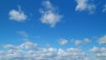 Blue sky soft silky cumulusand cirrus on different layers clouds. Background of sky and clouds. Cirrus clouds in blear