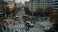 A timelapse of a busy street corner cars and pedestrians rushing by created with Generative AI