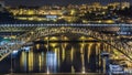 Timelapse The Dom Luis I Bridge is a metal arch bridge that spans the Douro River between the cities of Porto and Vila Royalty Free Stock Photo