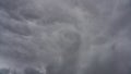 Timelapse grey rainy clouds. A terrible black cloud hangs in the sky before the rain. Bad weather. Climate change