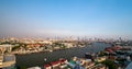 Timelapse high view of transportations in Chaopraya river at the afternoon