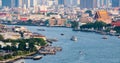 Timelapse high view of transportations in Chaopraya river at the afternoon