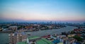 Timelapse high view of transportations in Chaopraya river at the afternoon