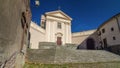 Church of the Capuchins of Albano Laziale illuminated by the sun timelapse hyperlapse in a summer day Royalty Free Stock Photo