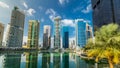 Residential buildings in Jumeirah Lake Towers timelapse hyperlapse in Dubai, UAE.