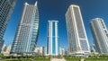 Residential buildings in Jumeirah Lake Towers timelapse hyperlapse in Dubai, UAE.