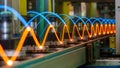 A timelapse image capturing the continuous operation of machines with overlays of sensor data morphing over time in