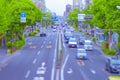 A timelapse of miniature traffic jam at the avenue tiltshift Royalty Free Stock Photo