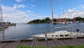 Timelapse of the Pavilosta Marine Port, Latvia. Yacht Club.