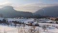 Timelapse of people sledging in the Swiss Alps. Mountains covered with snow. Morschach, Canton Schwyz