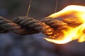 timelapse sequence of a rope fuse burning down