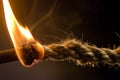 timelapse sequence of a rope fuse burning down