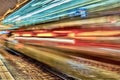Timelapse shot of a train at night time Royalty Free Stock Photo