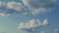 Summer Blue Sky. Layer Of Clouds In Blue Sky Moving. Blue Sky White Clouds. Puffy Fluffy White Clouds.