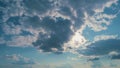 Sunbeam With Haze On Blue Sky. Clouds With Sun Rays. Background And Dramatic Look. Royalty Free Stock Photo