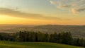 Timelapse of sunset over the town of Valasske Mezirici with wide view of the surrounding countryside villages lying around town