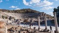 Tourists before Theatre of Ephesus Ancient City at sunny day, Timelapse Turkey