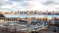 Timelapse with traffic on the Helix at the entrance in Lincoln Tunnel