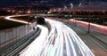 Timelapse of traffic on highway at night with cumulative effect