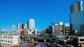 A timelapse of traffic jam at Iidabashi station in Tokyo daytime wide shot panning