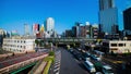 A timelapse of traffic jam at Iidabashi station in Tokyo daytime wide shot