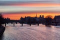 Timelapse Transition of Sunrise over ile de la Cite in winter - Paris Royalty Free Stock Photo