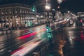 timelapse transport traffic Nevsky Prospect night photo road Royalty Free Stock Photo