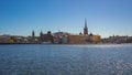 Timelapse video of Stockholm city skyline with sea and ferry in Sweden, time lapse 4K