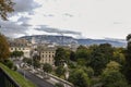 Timelapse view of Geneva, CH, with the Parc des Bastions on the right and the Saleve mountain on the background. Royalty Free Stock Photo