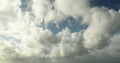 Timelapse of white cumulus obscuring the sky. Natural colors, 4K footage video.