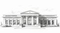 Timeless Artistry: Detailed Rendering Of Classical Revival Building With Columns Royalty Free Stock Photo