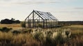 Timeless Artistry: A Glass House In A Grassy Field