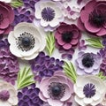 Timeless Artistry: Hand-painted Paper Flowers In Purple And White