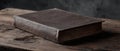 The timeless beauty of an antique leather-bound book on rustic wood. AI generated image Royalty Free Stock Photo
