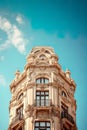 timeless beauty of an old building against the backdrop of a clear blue sky. Royalty Free Stock Photo