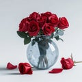 Timeless beauty Red roses and vase, elegant on white background Royalty Free Stock Photo