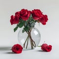 Timeless beauty Red roses and vase, elegant on white background Royalty Free Stock Photo