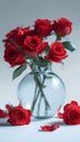 Timeless beauty Red roses and vase, elegant on white background Royalty Free Stock Photo