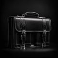 A timeless black leather briefcase with silver hardware and multiple compartments